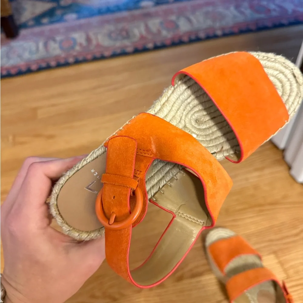 Marc Fisher LTD Renni Platform Espadrille Wedge Sandals Orange Suede Size 5 - Picture 9 of 16